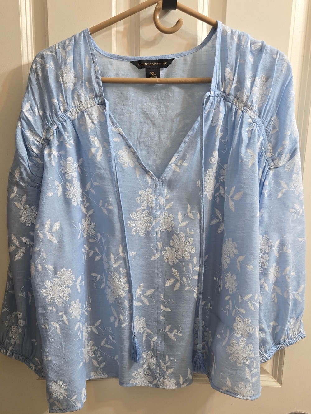 Counterparts Pale Blue Floral Tassel Tunic
